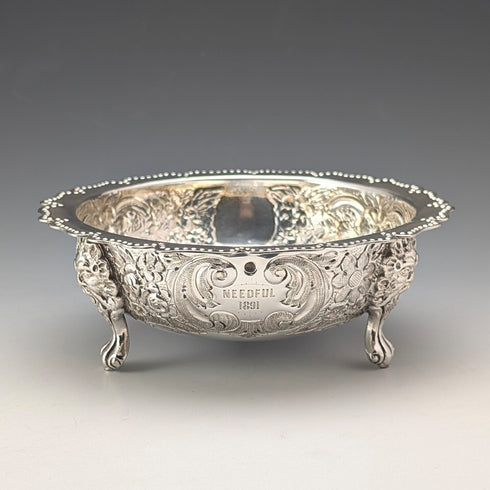 1891年 英国アンティーク シルバープレート製 脚付きボウル 直径13.5cm